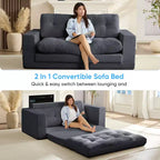 Rozkładana sofa-futon Mjkone 2 w 1 o szerokości 71', tapicerowana tkaniną sztruksową, z pikowanymi guzikami, dwuosobowa sofa z funkcją spania, oszczędzająca miejsce