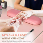 Schwarzer/rosa moderner Nageltisch mit Glasplatte und Handgelenkauflage, Einzelplatz
