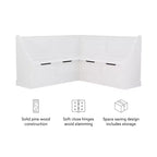 Banc d’angle petit-déjeuner Tobin traditionnel en bois massif, sans dossier, avec rangement et coussin blanc - Linon