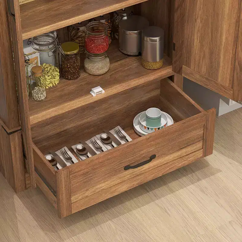 Dispensa HOMCOM in stile rustico da 72 con ante a fienile, mobile alto da cucina con ripiani regolabili e cassetto