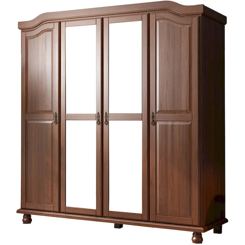 Palace Imports Kyle kledingkast met 4 deuren, 100% massief hout, met deuren van massief hout of spiegeldeuren