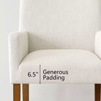 Set di 6 sedie da pranzo imbottite con braccioli, poltroncine moderne in lino con gambe in legno, sedie decorative per sala da pranzo e soggiorno - Panipeachy