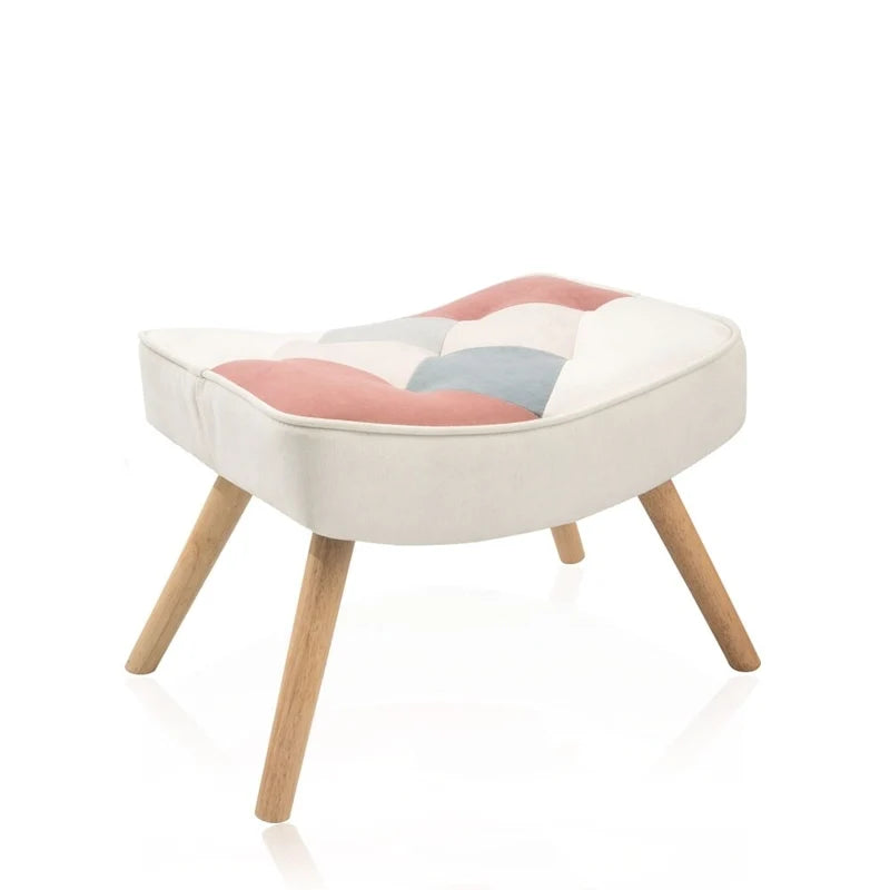 Akzentstuhl mit Hocker, Wohnzimmer-Stuhl- und Hocker-Set, bequemer Beistellsessel für das Schlafzimmer, kreativ zusammengesetzter Stoffbezug