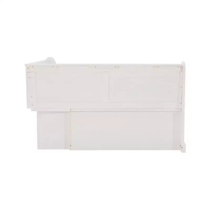 Banc d’angle petit-déjeuner Tobin traditionnel en bois massif, sans dossier, avec rangement et coussin blanc - Linon