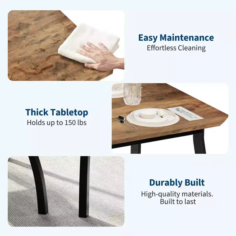 5-teiliges Küchenmöbel-Set mit Metallgestell, Tisch und Stühlen, mit abgeschrägtem Design