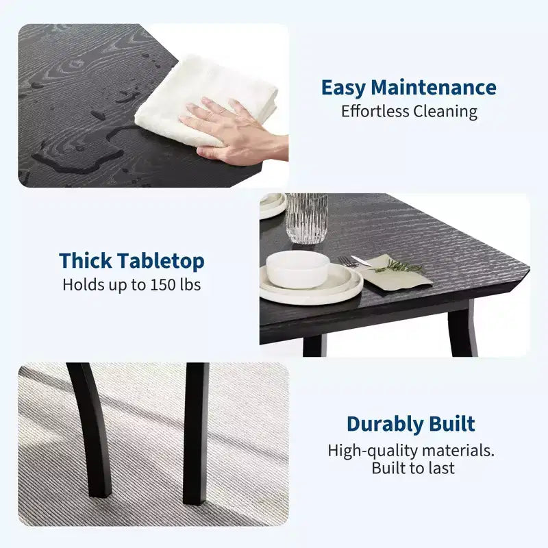5-teiliges Küchenmöbel-Set mit Metallgestell, Tisch und Stühlen, mit abgeschrägtem Design