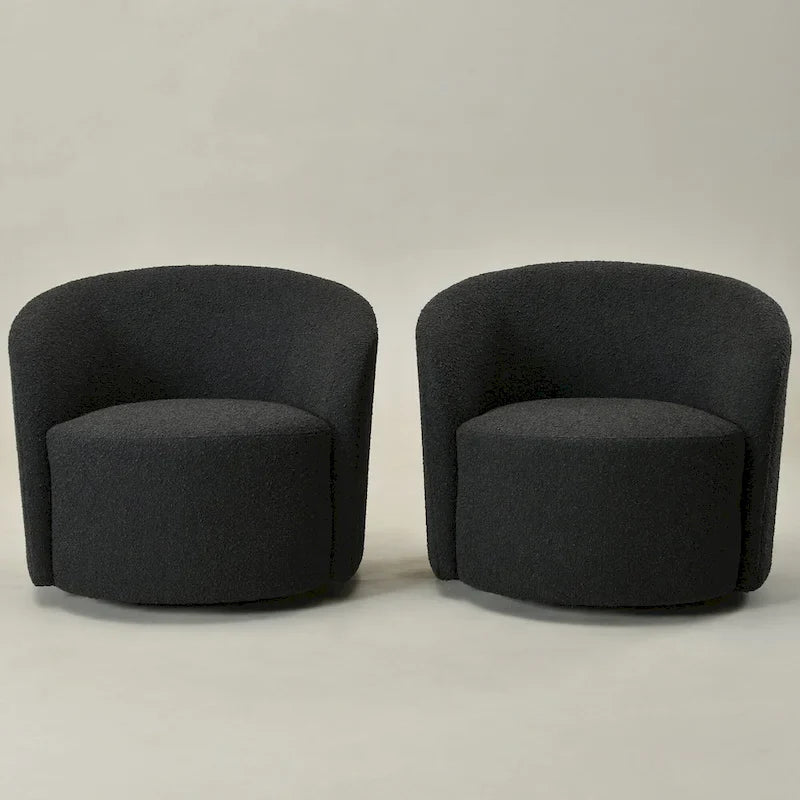 KINWELL 34 Wide Upholstered Swivel Accent Barrel Chair (Set of 2)