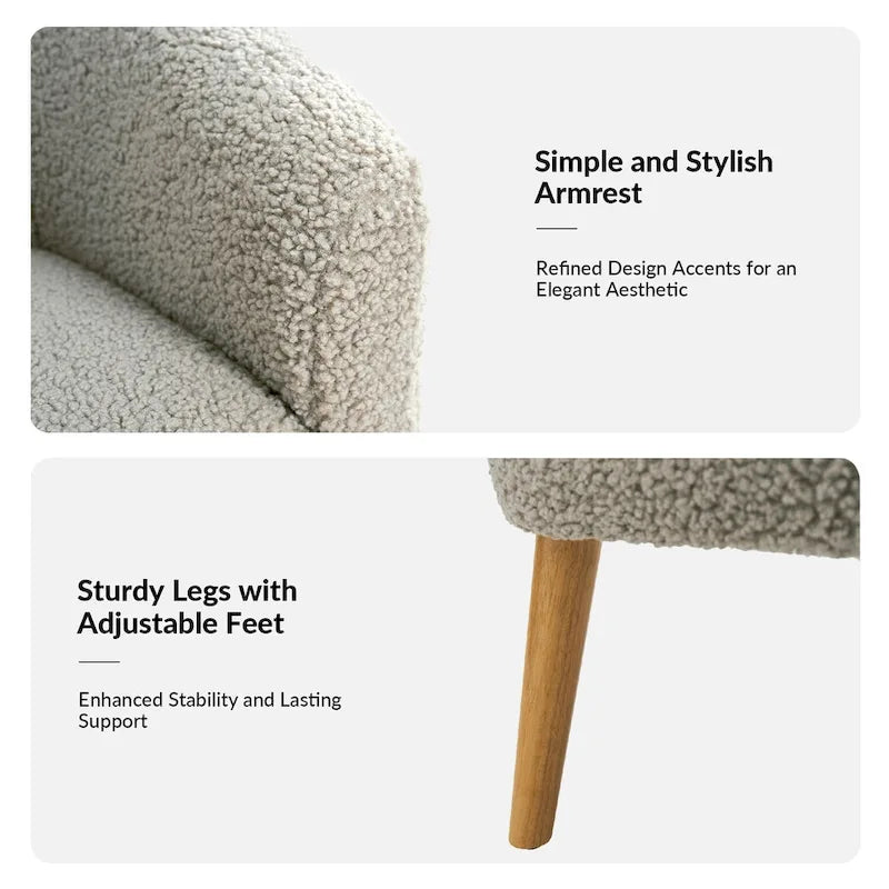Sheila moderner Bouclé-Sessel, 30 W, mit Massivholzbeinen, 2er-Set von HULALA HOME