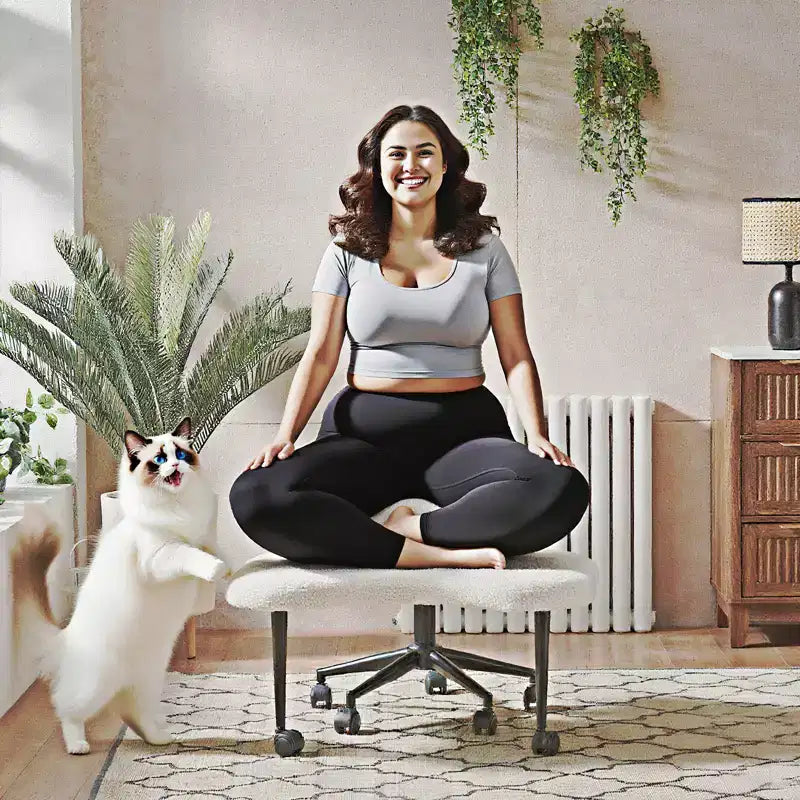 Sedia da ufficio ergonomica Pinmoco a gambe incrociate, sedia da meditazione regolabile in altezza, girevole a 360, con supporto lombare, per attività e ufficio, sedia per ADHD