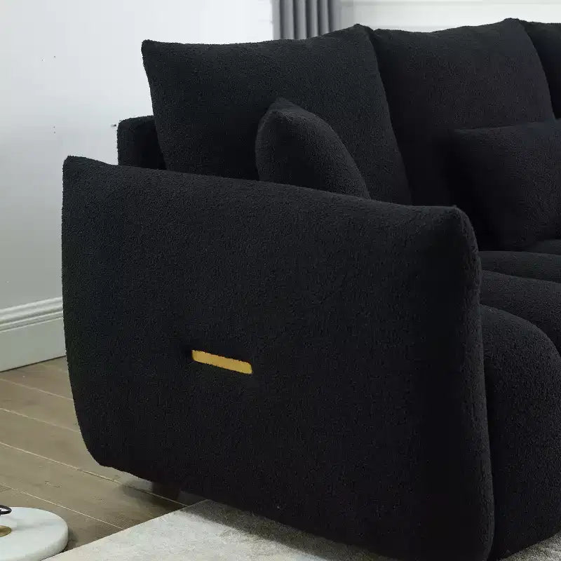 Nowoczesna 3-osobowa sofa GDFStudio Alanna 79.5 z tapicerką z tkaniny teddy i poduszkami