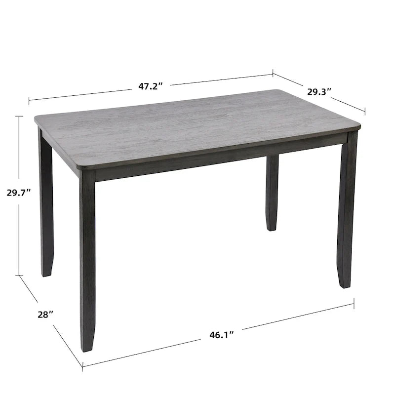 5-teiliges Esszimmer-Set aus Massivholz, 47L (1 Tisch + 4 Stühle mit Sprossenlehne)