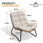 Fauteuils Papasan d’extérieur avec coussin en rotin PE, fauteuils confortables pour terrasse avec table d’appoint