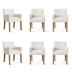 Set di 6 sedie da pranzo imbottite con braccioli, poltroncine moderne in lino con gambe in legno, sedie decorative per sala da pranzo e soggiorno - Panipeachy