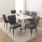 Bekrvio Dining Room Chairs Set of 6, Modern Upholstered Faux Leather Seat with High Back, Metal Legs, Armless Kitchen Chairs for Living Dinning Room