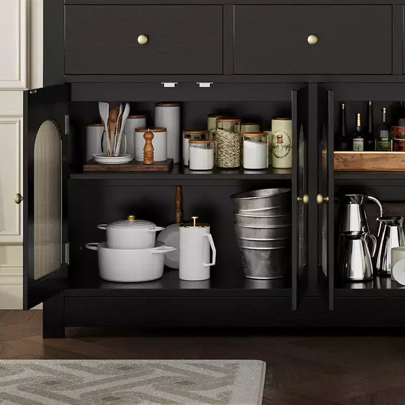 Credenza contenitore stretta da 55 pollici con 3 cassetti e 4 ante per cucina, sala da pranzo e soggiorno