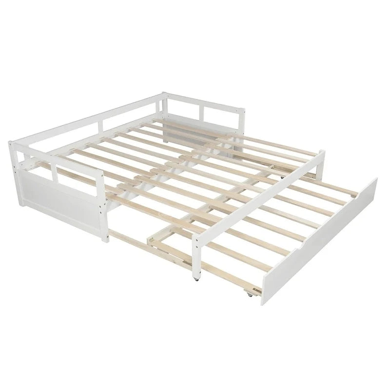 Uitschuifbaar ligbed met onderschuifbed, houten ligbed met onderschuifbed