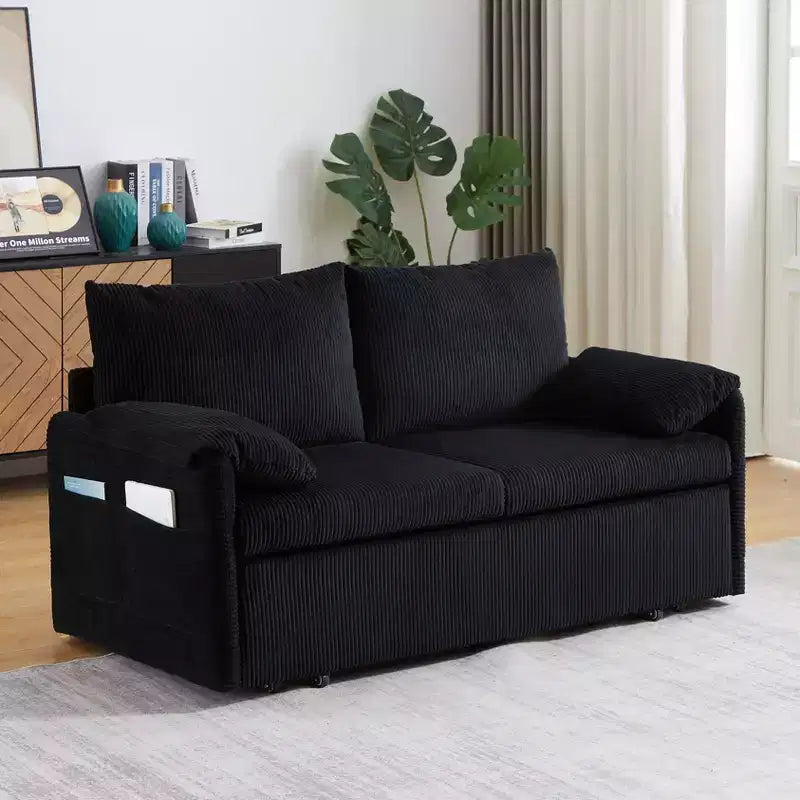 64.5 3-in-1-Schlafsofa aus Cord mit ausziehbarem Bett