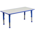 Conjunto Emma and Oliver de mesa retangular de atividades em plástico, com altura ajustável, 23.625W x 47.25L e 6 cadeiras