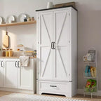 Dispensa HOMCOM in stile rustico da 72 con ante a fienile, mobile alto da cucina con ripiani regolabili e cassetto