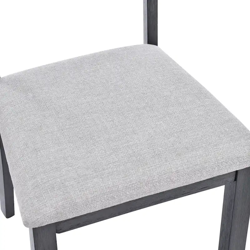5-teiliges Esszimmer-Set aus Massivholz, 47L (1 Tisch + 4 Stühle mit Sprossenlehne)