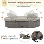 Outdoor-Sonnenliege für die Terrasse, Daybed für 2 Personen mit Sitzkissen und Kissen
