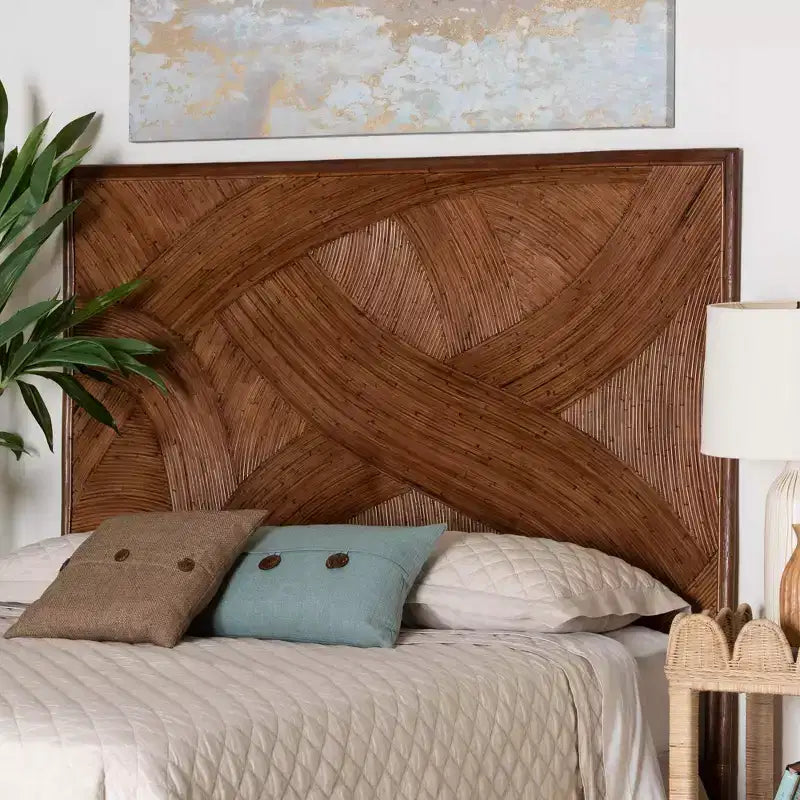 bali & pari Elettra hoofdbord van rotan voor kingsize bed: handgemaakt, geen montage nodig, bohemien design