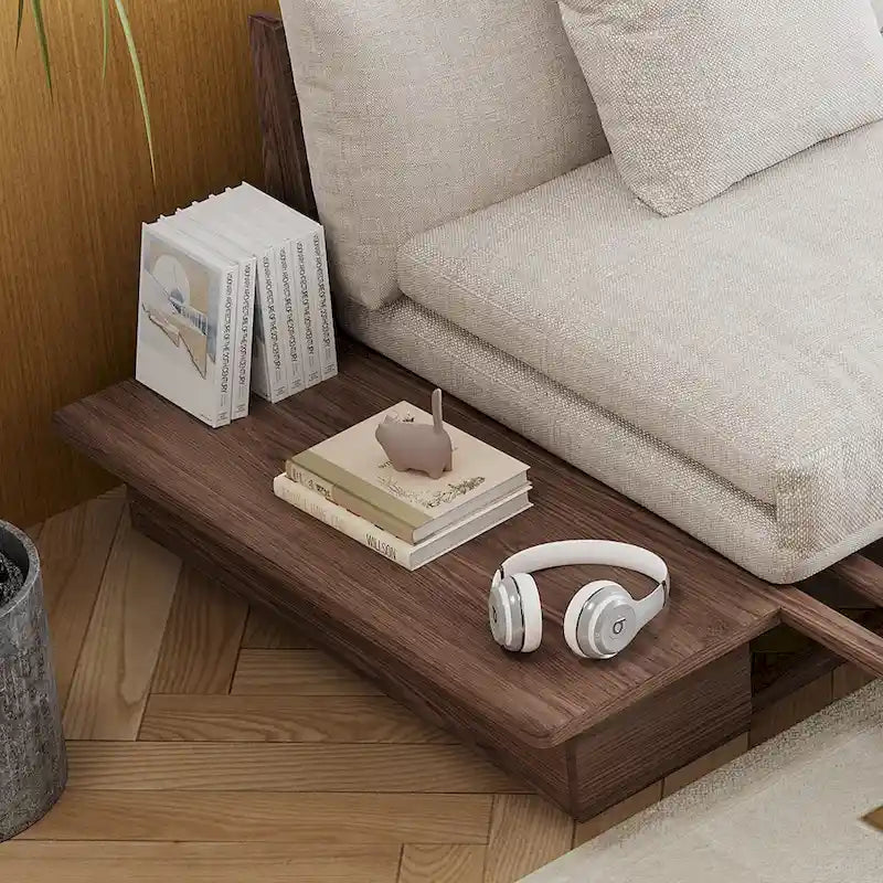 JASIWAY Modernes Sofa aus Massivholz mit Bezug aus Baumwollleinen