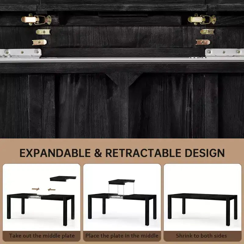 Moderne eetset - 80 tafel + 6 gestoffeerde stoelen, massief houten frame, tafelcapaciteit van 400 lbs, eenvoudig te monteren