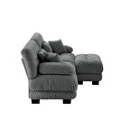 Narożna sofa dwuosobowa w kształcie litery L z tapicerką chenille i poduszkami lędźwiowymi