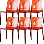 Chaise de salle à manger ambre en acrylique, sans accoudoirs et à dossier bas