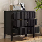 Heynemo Kommode mit 3 Schubladen, lackierter, 30 Zoll hoher Nachttisch aus Holz mit Stauraum, breite moderne Kommode mit kugelgelagerten Schienen