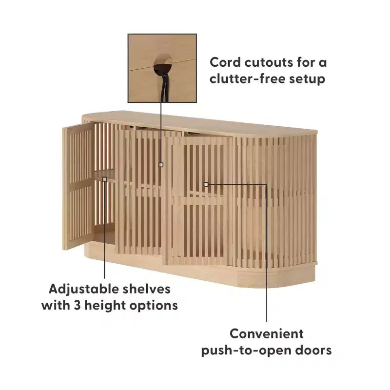 Buffet Contour Plank+Beam en bois massif avec 3 portes, meuble TV de 59 pour le salon
