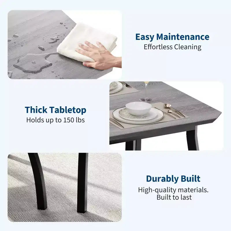 5-teiliges Küchenmöbel-Set mit Metallgestell, Tisch und Stühlen, mit abgeschrägtem Design