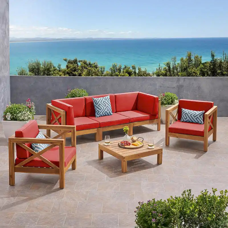 6-teiliges Outdoor-Sitzgruppen-Set aus Akazienholz Brava von Christopher Knight Home