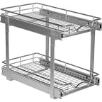 Ausziehbarer Schrankorganizer mit 2 Ebenen, robustes Metall, eingeschränkte lebenslange Garantie - rostbeständige Chromoberfläche