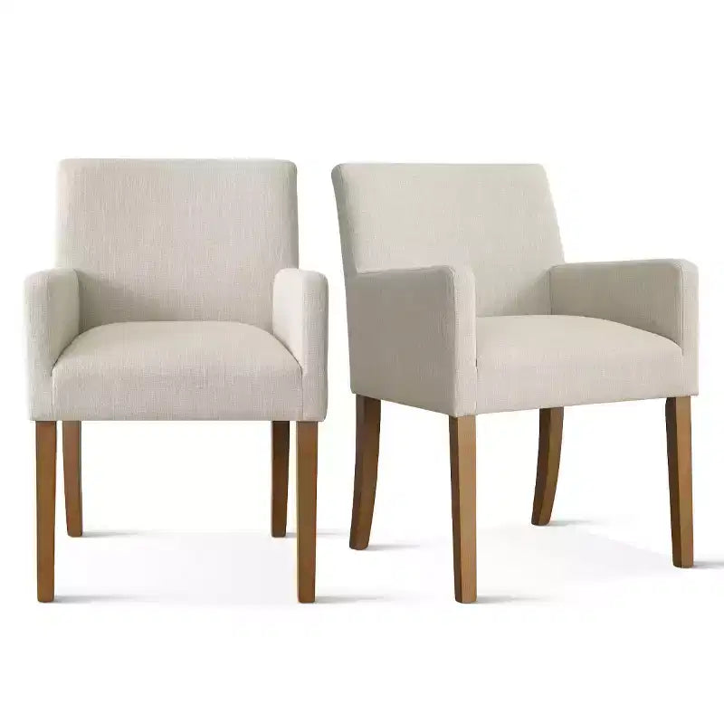 Set di 6 sedie da pranzo imbottite con braccioli, poltroncine moderne in lino con gambe in legno, sedie decorative per sala da pranzo e soggiorno - Panipeachy