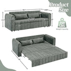 Nowoczesna rozkładana sofa z funkcją spania, tapicerowana aksamitem, z zaokrąglonymi podłokietnikami ozdobionymi miedzianymi ćwiekami