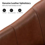 Pocono Übergangs-Stil-Drehfasssessel aus echtem Leder mit Massivholzgestell, 2er-Set, Artful Living Design