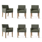 Set di 6 sedie da pranzo imbottite con braccioli, poltroncine moderne in lino con gambe in legno, sedie decorative per sala da pranzo e soggiorno - Panipeachy