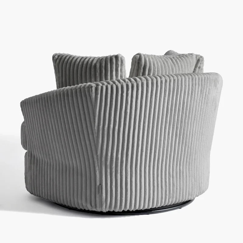 2er-Set übergroßer Cord-Sessel mit Drehfunktion, 43 W, und Kissen