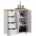 Meuble de salle de bains HOMCOM avec étagère réglable, meuble de rangement autoportant avec 4 tiroirs et 2 portes, blanc