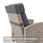 Outdoor-Relaxsessel, verstellbare Terrassenstühle mit verstellbarer Rückenlehne und Fußstütze, Lounge-Relaxsessel aus Rattan bis 150 mit hochklappbarem Tisch