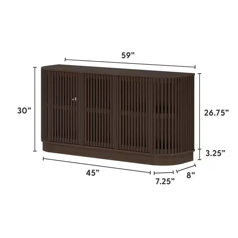 Buffet Contour Plank+Beam en bois massif avec 3 portes, meuble TV de 59 pour le salon