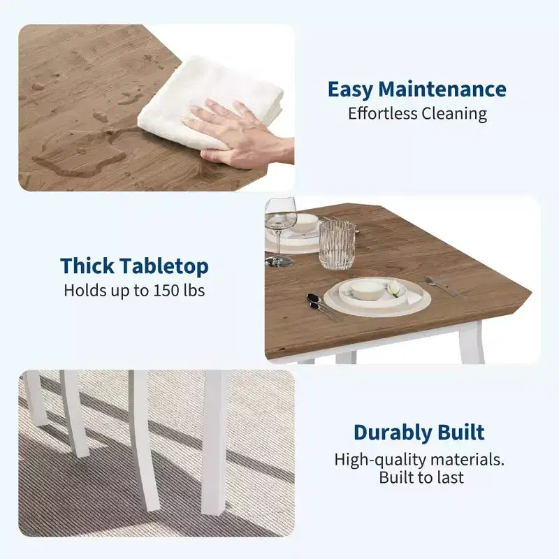 5-teiliges Küchenmöbel-Set mit Metallgestell, Tisch und Stühlen, mit abgeschrägtem Design