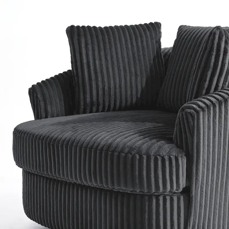 2er-Set übergroßer Cord-Sessel mit Drehfunktion, 43 W, und Kissen