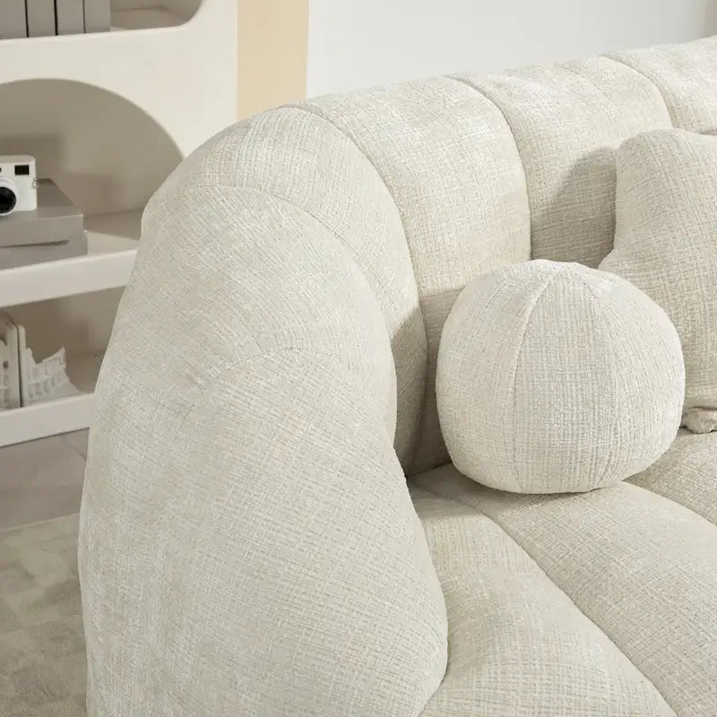 Witte loungestoel van chenille met hoge dichtheid schuim, 63.78