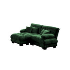 Narożna sofa dwuosobowa w kształcie litery L z tapicerką chenille i poduszkami lędźwiowymi