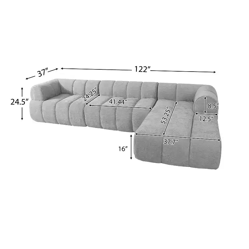 Christopher Knight Home Keri 122 moderne L-vormige hoekbank van schuim met hoge dichtheid en lage rugleuning