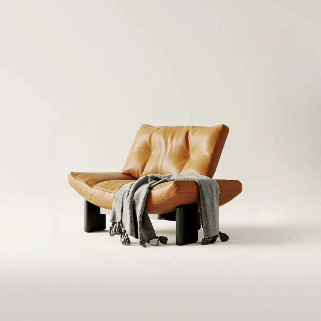 Fauteuil d'appoint contemporain noir en chenille capitonnée sans accoudoirs