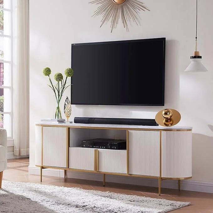 Moderne luxe tv-meubel, entertainmentmeubel met imitatiemarmeren blad